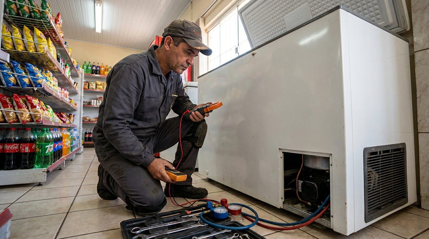 Reparo na placa eletrônica do freezer em Curitiba‑PR